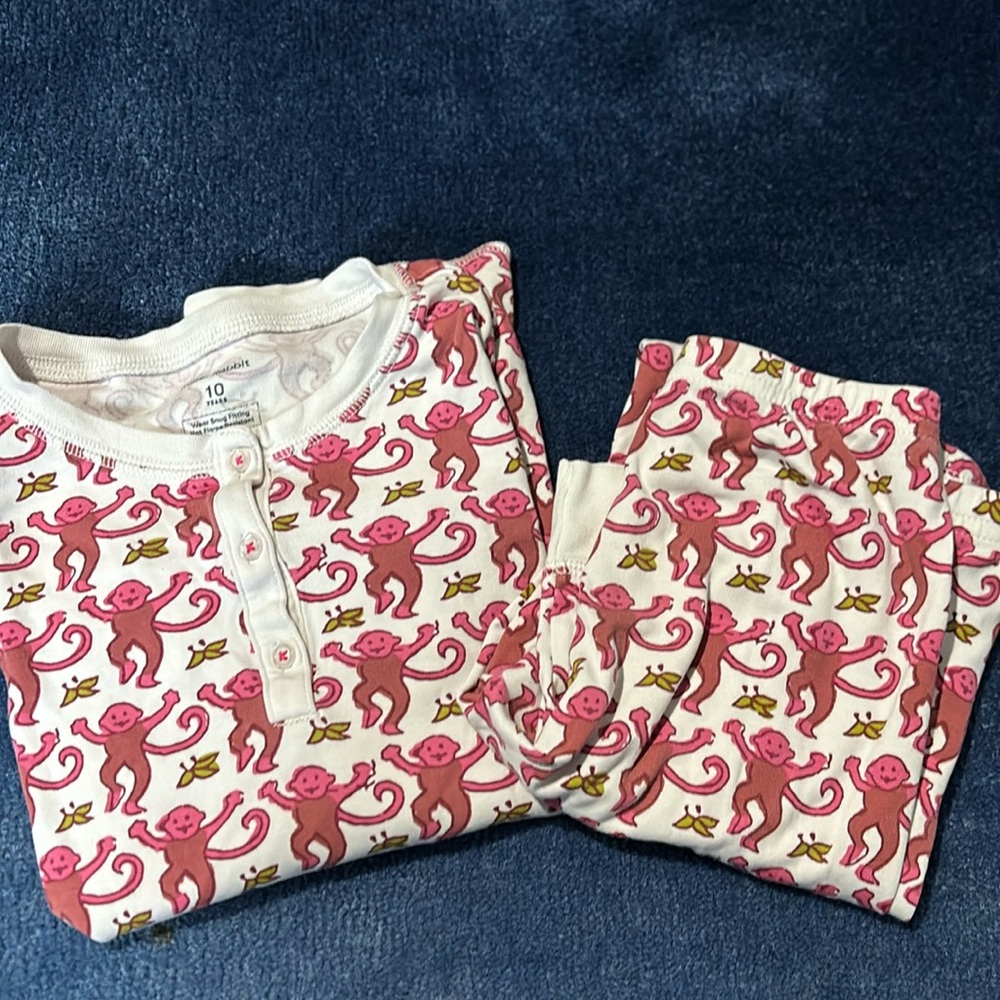 Roller Rabbit kids monkey pajamas! Size 10 Gently Worn.